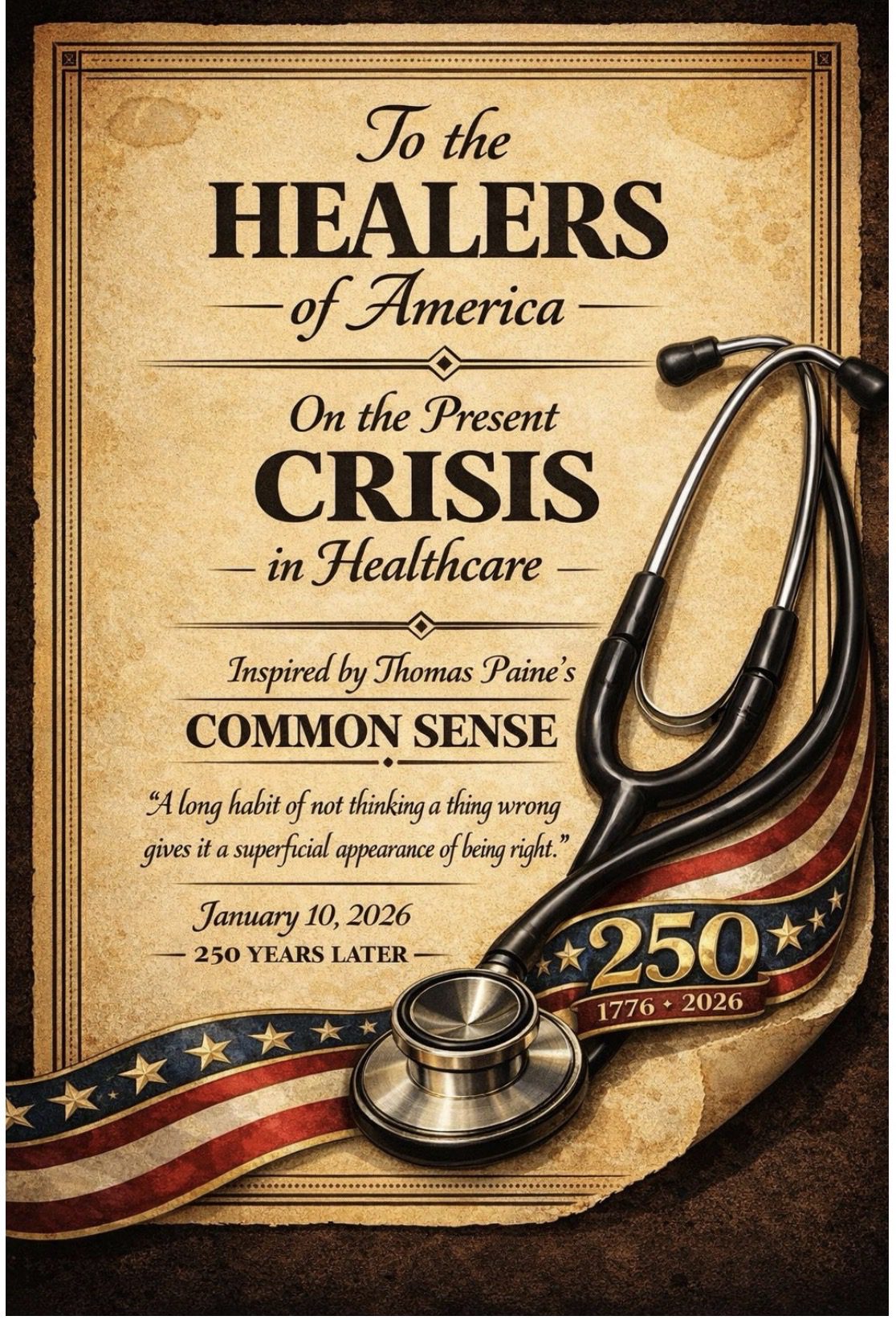 Vintage-style poster honoring America's healers during healthcare crisis.